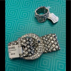 Rhinestone Buckle Bracelet and Ring Set